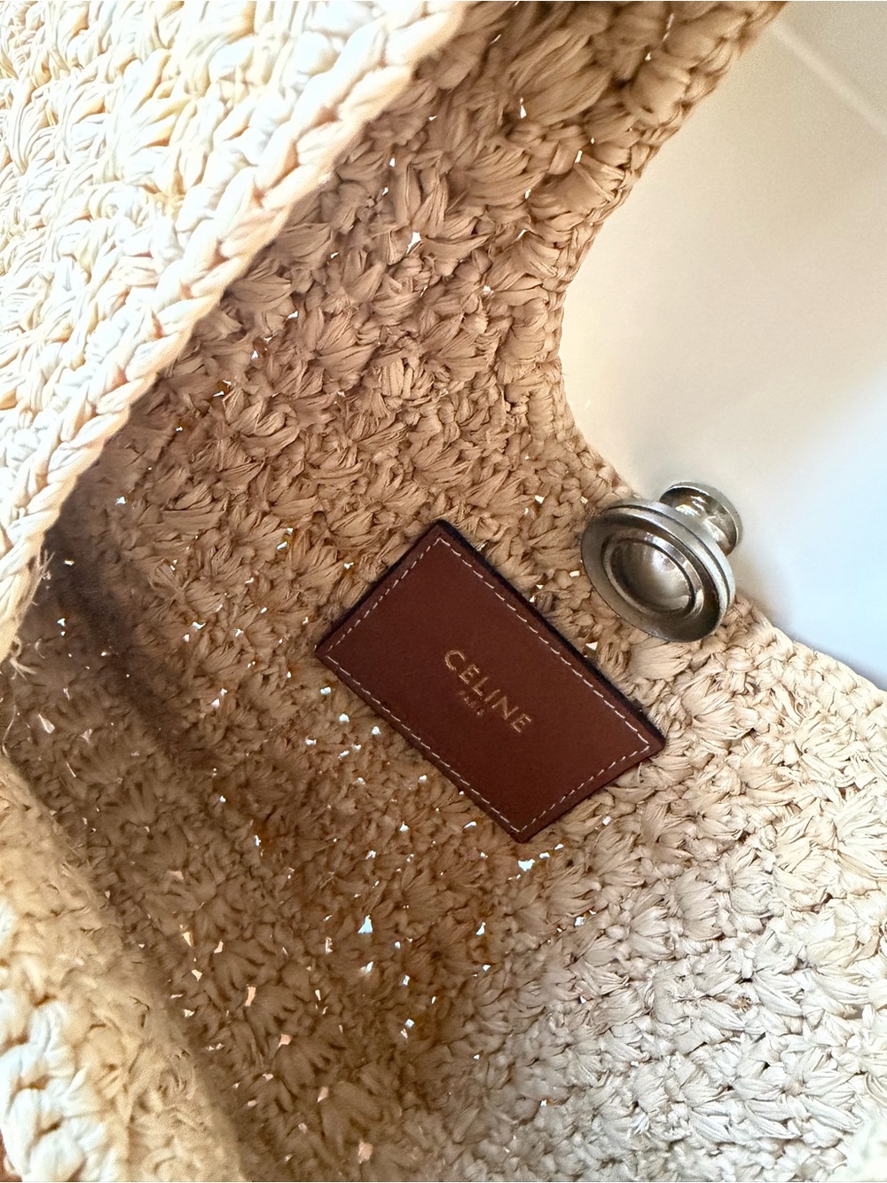 CELINE CLASSIC PANIER HOBO BAG IN RAFFIA AND CALFSKIN - Picture 7 of 7